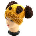 Hand Knit Panda Hat Animal Beanie with POM POM Ears